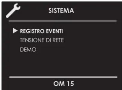 SISTEMA ▶ REGISTRO EVENTI TENSIONE DI RETE DEMO OM 15