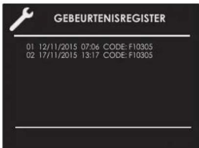 GEBEURTENISREGISTER 01 12/11/2015 07:06 CODE: F10305 02 17/11/2015 13:17 CODE: F10305