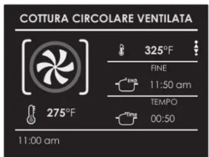 COTTURA CIRCOLARE VENTILATA 325°F FINE 11:50 am TEMPO 00:50 275°F 11:00 am