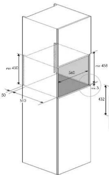 Fulgor Milano FCLCMO 4510 TEM - Decoupe et dimensions 60 cm - 2