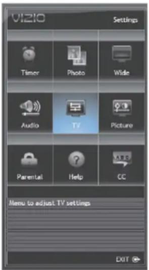 VIZIO M190VACA - Utilisation du menu des réglages du TVHD - 1