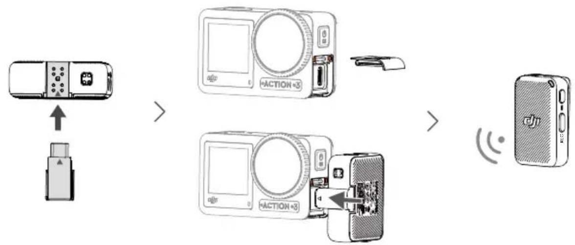 DJI Osmo Action 3 - Connexion du microphone - 1