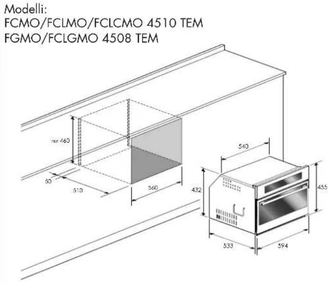 Fulgor Milano FPCMO 300 TEM - Installare il forn da incasso. - 1