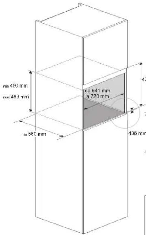 min 450 mm max 463 mm da 641 mm a 720 mm min 560 mm 47 436 mm