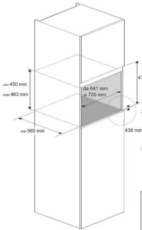 min 450 mm max 463 mm da 641 mm a 720 mm min 560 mm 47 436 mm