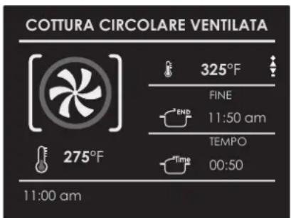 COTTURA CIRCOLARE VENTILATA 325°F FINE 11:50 am TEMPO 00:50 275°F 11:00 am