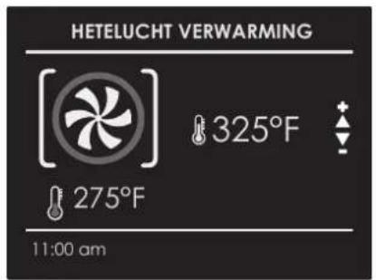 HETELUCHT VERWARMING 325°F 275°F 11:00 am