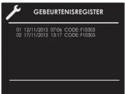 GEBEURTENISREGISTER 01 12/11/2015 07:06 CODE: F10305 02 17/11/2015 13:17 CODE: F10305