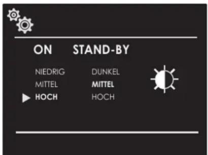 ON STAND-BY NIEDRIG DUNKEL MITTEL MITTEL HOCH HOCH