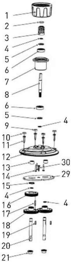 Hendi 221884 - Exploded drawing & part list for model 222140 - 6
