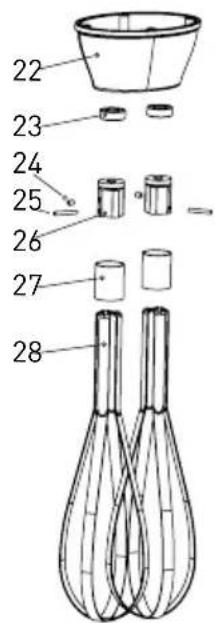 Hendi 221884 - Exploded drawing & part list for model 222140 - 7