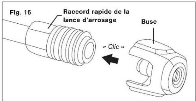 Fig. 16 Raccord rapide de la lance d'arrosage « Clic » Buse