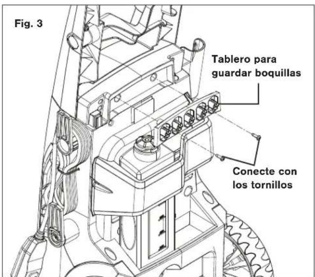 Fig. 3 Tablero para guardar boquillas Conecte con los tornillos