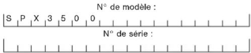 N° de modèle : S P X 3 5 0 0 N° de série :
