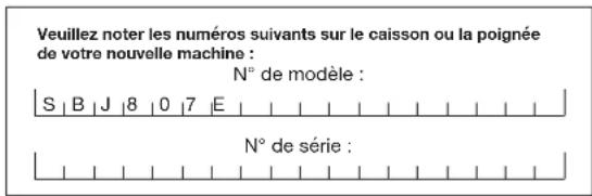 Sun Joe SBJ807E - Numéros de modèle et de série - 1