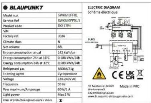 BLAUPUNKT 5WK610FF0 - PLAQUE signalétique - 1