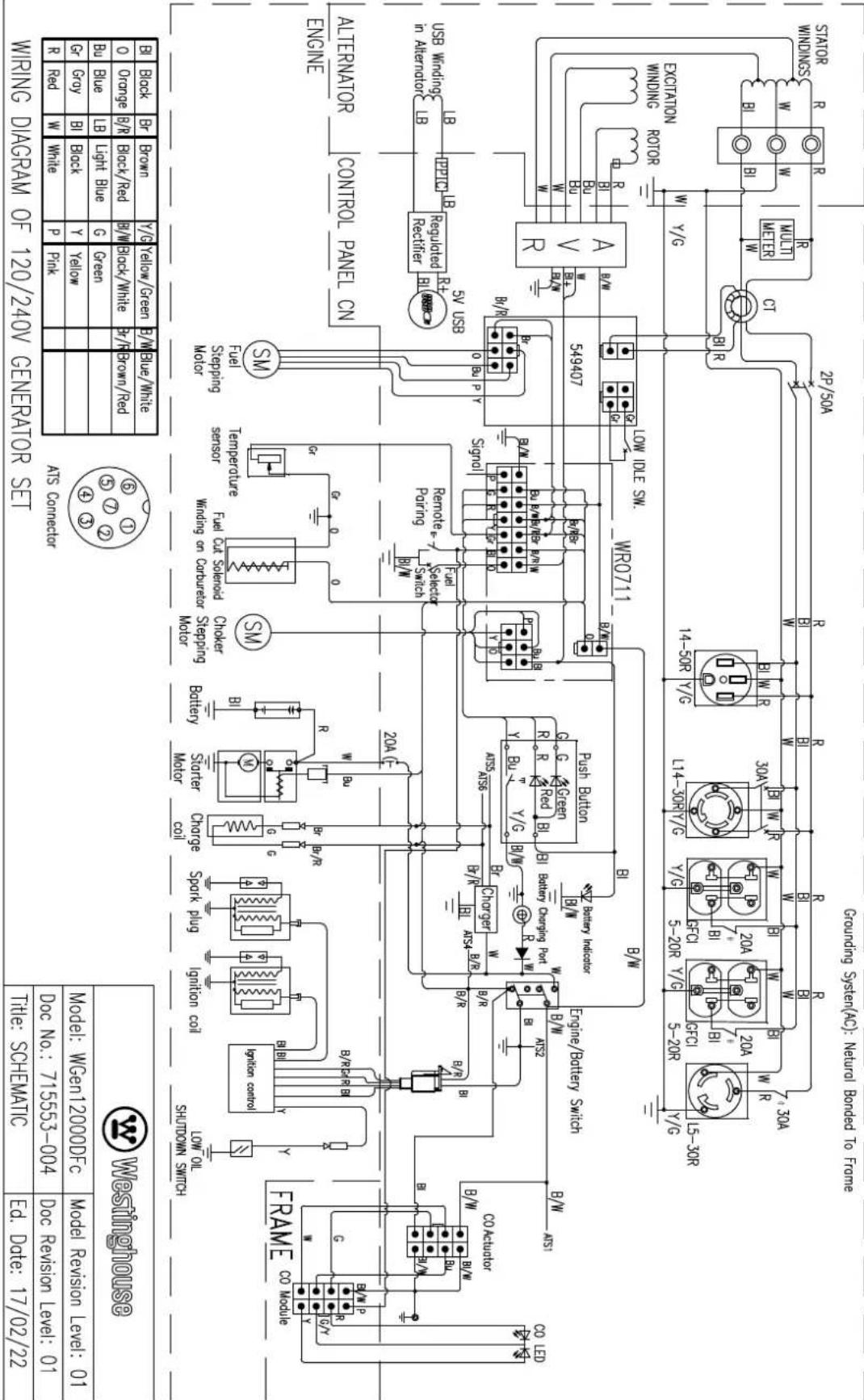 WESTINGHOUSE WGen12000DFc - SCHEMATICS - 1