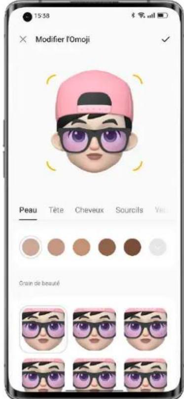 15:38 Modifier l'0moji Peau Tête Cheveux Sourcils Yet Grain de beauté