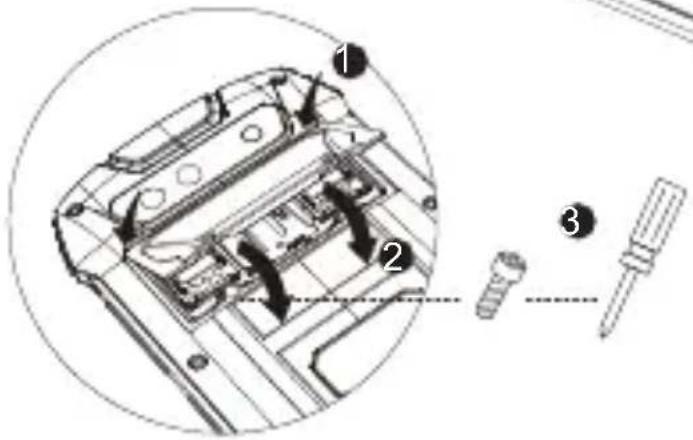 Technical diagram of a mechanical assembly with numbered components and directional arrows indicating motion or flow.