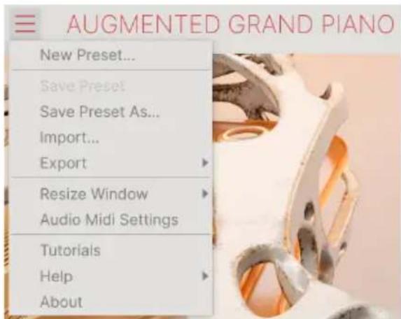 Arturia Augmented GRAND PIANO - Paramètres audio et MIDI - 1