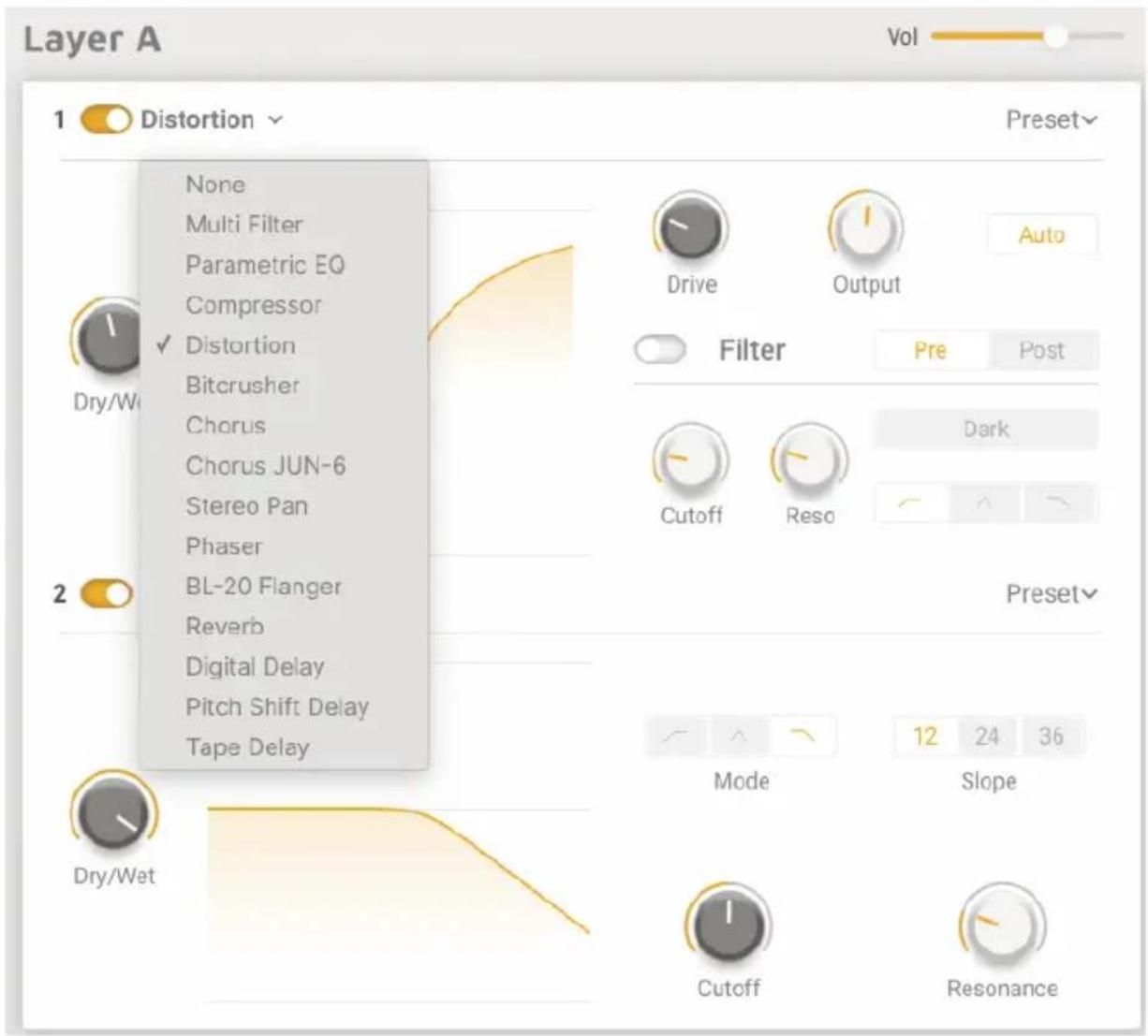 Arturia Augmented GRAND PIANO - Effets de layer - 1