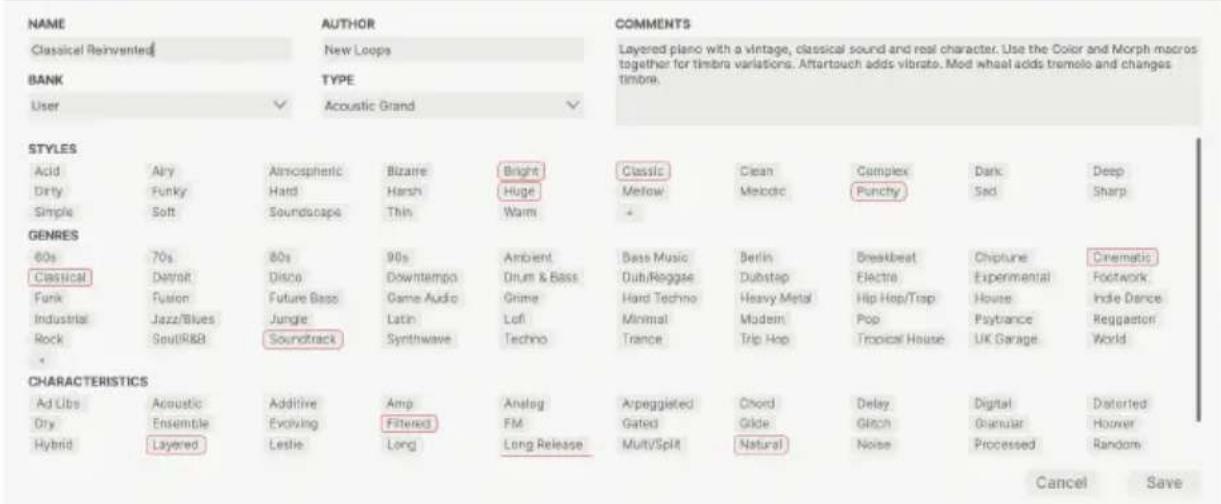 Arturia Augmented GRAND PIANO - Le menu augmented GRAND PIANO - 2