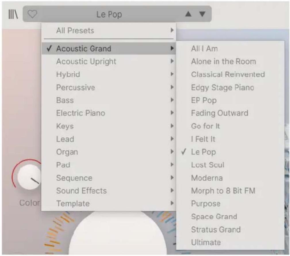 Arturia Augmented GRAND PIANO - Naviguer dans les presets - 1