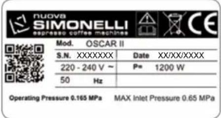 NUOVA SIMONELLI Oscar II - IDENTIFICACIÓN MÁQUINA - 1