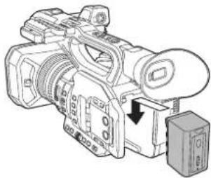 PANASONIC HCX2E - Installer la batterie en l'introduisant dans le sens indiqué sur l'illustration. - 1