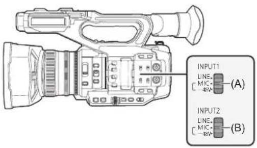 PANASONIC HCX2E - Changer l'entrée audio branchée avec le commutateur - 1