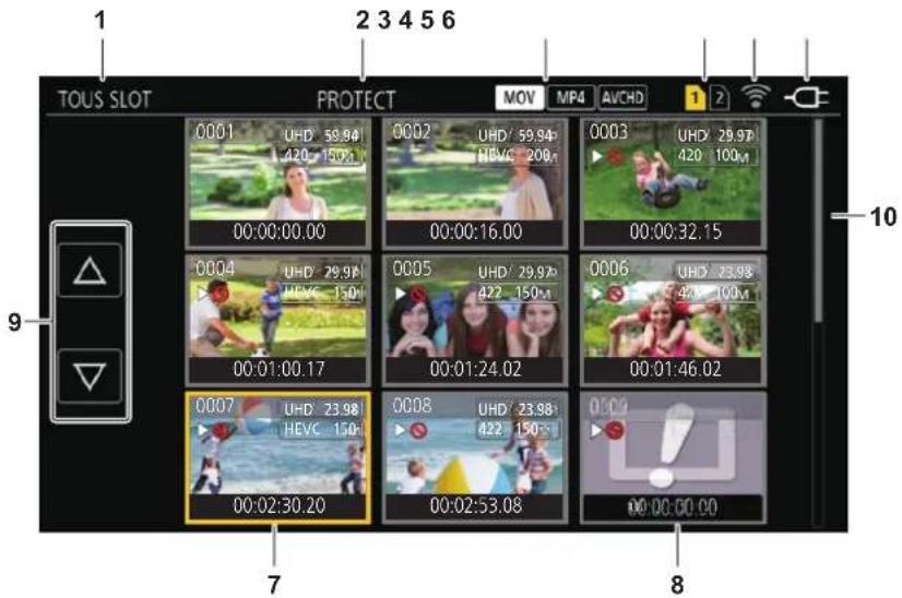PANASONIC HCX2E - Écran des vignettes - 1