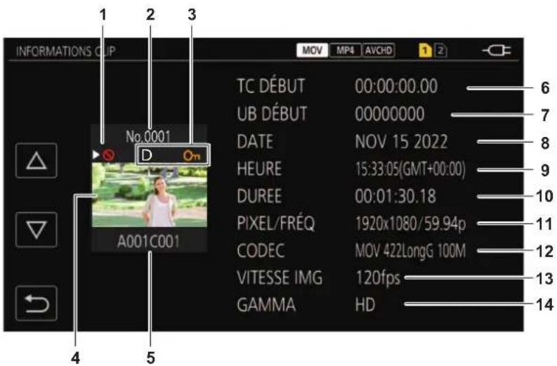 PANASONIC HCX2E - Informations de clip - 1