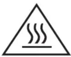 Warning symbol with steam inside a triangle, indicating heat or smoke hazard