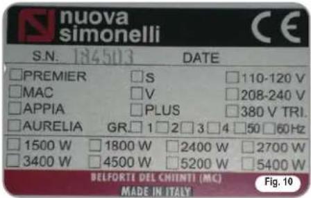 NUOVA SIMONELLI Appia 2 Group - MACHINE IDENTIFICATION - 1