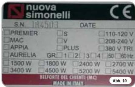 NUOVA SIMONELLI Appia 1 Group - IDENTIFIZIERUNG DER MASCHINE - 1