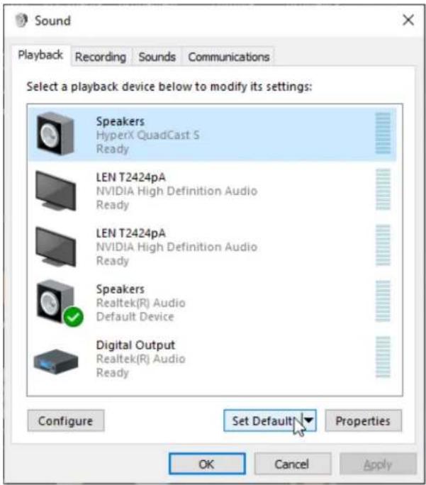 HYPERX Cloud Alpha Wireless - 在 [播放] 分页，選擇 [喇叭 HyperX - 1