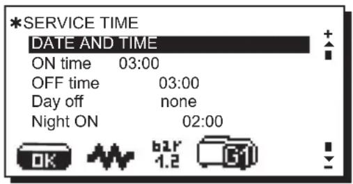 La Cimbali S39 Dolcevita - Service time menu - 2