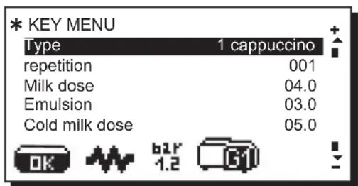 La Cimbali S39 Dolcevita - Key menu - Cappuccino selection - 1