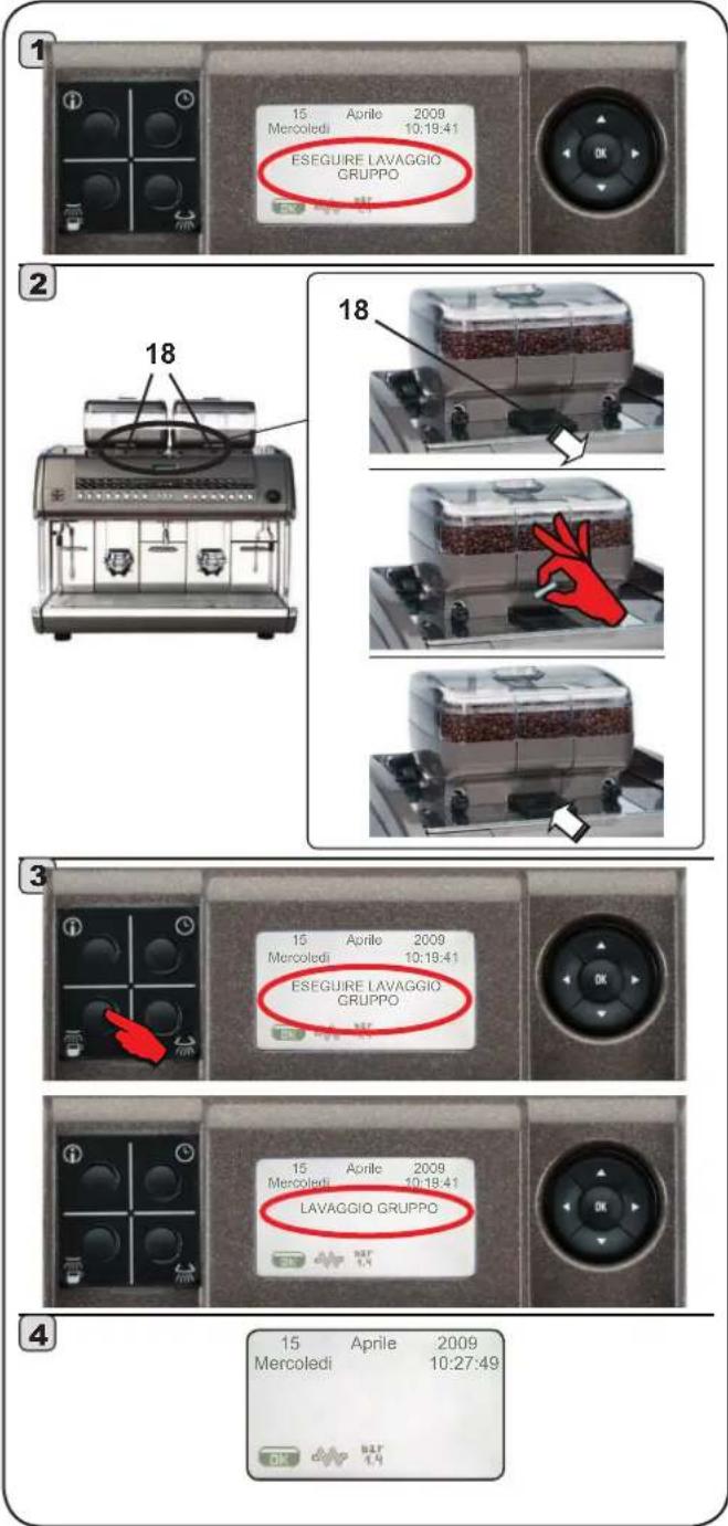 La Cimbali S39 Dolcevita - Lavaggio gruppo con pastiglia detergente - 1
