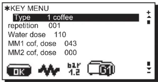 La Cimbali S39 Dolcevita - Key menu - Coffee selection - 1