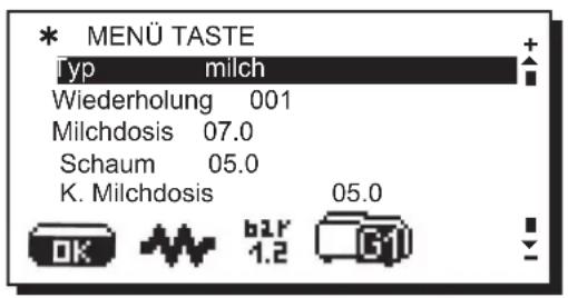 La Cimbali S39 Dolcevita - Menu Tastenbelegung - Selektion Milch - 1