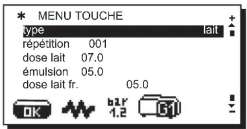 La Cimbali S39 Dolcevita - Menu touche - sélection lait - 1