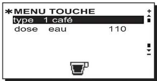 La Cimbali M26 - Menu touche - sélection café - 1