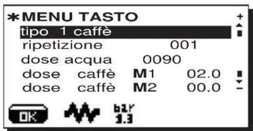 La Cimbali S39 TE - Menu tasto - Sezione Caffè - 1