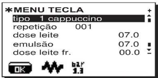 La Cimbali S39 TE - Menu tecla - Selecção "Cappuccino" - 1