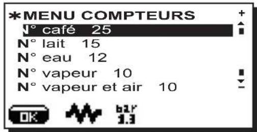 La Cimbali S39 TE - Menu donnees: compteurs - 2
