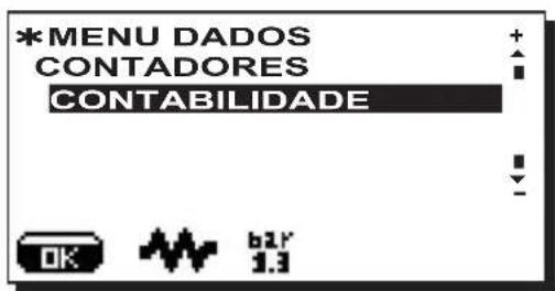 La Cimbali S39 TE - Menu DADOS: CONTABILIDADE - 1