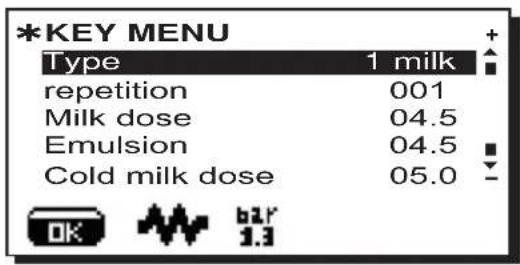 La Cimbali S39 TE - Key menu - Milk selection - 1