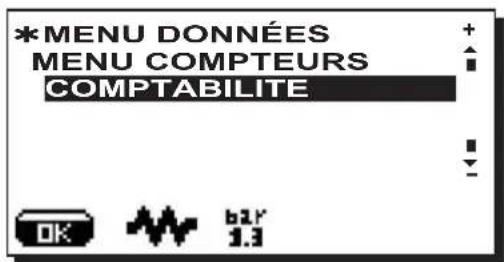La Cimbali S39 TE - Menu DONNEES: COMPTABILITÉ - 1