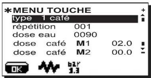 La Cimbali S39 TE - Menu touche - sélection café - 1